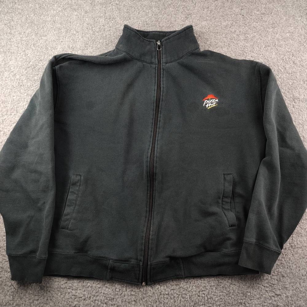 Pizza Hut Employee Uniform Full Zip Jacket Black Graphic Sweatshirt Large Logo